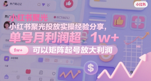 小红书聚光投放实操经验分享，单号月利润超1w+，可以矩阵起号放大利润-吾藏分享
