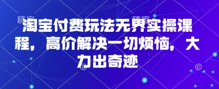 淘宝付费玩法无界实操课程，高价解决一切烦恼，大力出奇迹-吾藏分享