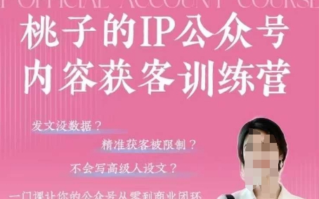桃子IP公众号内容获客训练营(第3期)，一门让你公众号从0到商业闭环的课程-吾藏分享