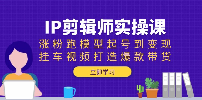 IP剪辑师实操课：涨粉跑模型起号到变现，挂车视频打造爆款带货-吾藏分享