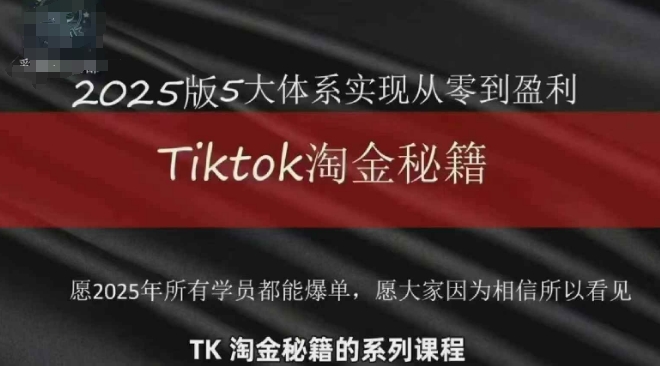 TikTok跨境2025淘金秘籍，​2025TikTok从0到盈利变现-吾藏分享