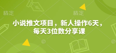小说推文项目，新人操作6天，每天3位数分享课-吾藏分享