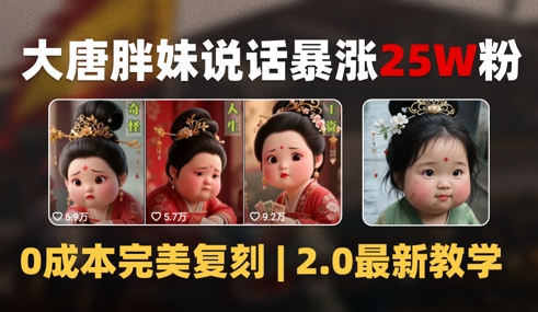 AI大唐胖贵妃说话2.0，40条视频暴涨40w粉，附独家变现攻略-渝渝网创