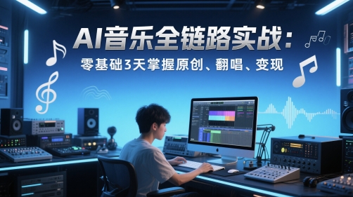AI音乐全链路实战变现课：零基础3天掌握原创、翻唱、变现-吾藏分享