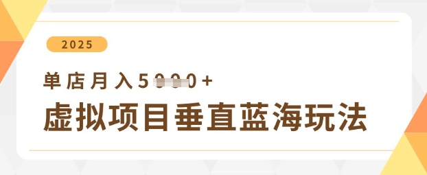 虚拟项目垂直玩法，实现单店月入5k+-吾藏分享