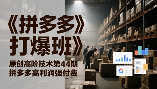 《拼多多打爆班》原创高阶技术第44期，拼多多高利润强付费-吾藏分享