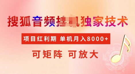 全网首发搜狐音频挂JI独家技术，项目红利期，可矩阵可放大，稳定月入8k【揭秘】-吾藏分享