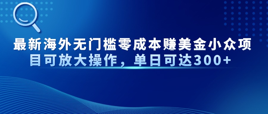 最新海外无门槛零成本赚美金小众项目可放大操作，单日可达300+-吾藏分享