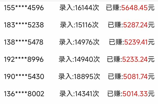 信息录入，几秒一单，只需一部手机，小白轻松上手，日入500＋-吾藏分享