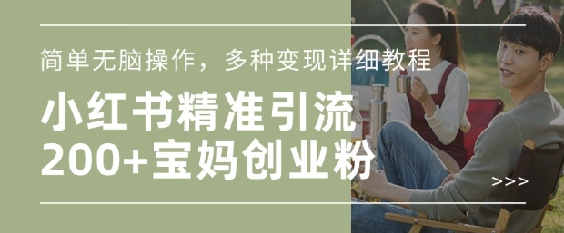 小红书混剪日引200+宝妈创业粉，简单无脑操作，多种变现详细教程-吾藏分享