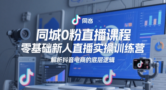 同城0粉直播课程，零基础新人直播实操训练营，解析抖音电商的底层逻辑-吾藏分享