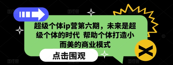 超级个体ip营第六期，未来是超级个体的时代  帮助个体打造小而美的商业模式-吾藏分享