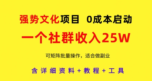 强势文化项目，一个社群收入25个W，0成本启动，可矩阵批量操作，原创详细实操教程-吾藏分享
