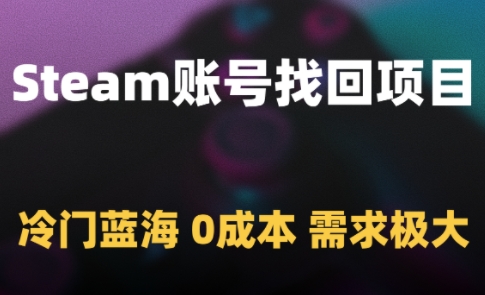 Steam账号找回项目，冷门蓝海，0成本，需求极大-吾藏分享