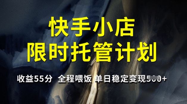 快手小店限时托管计划，收益55分，全程喂饭，单日稳定变现5张【揭秘】-吾藏分享