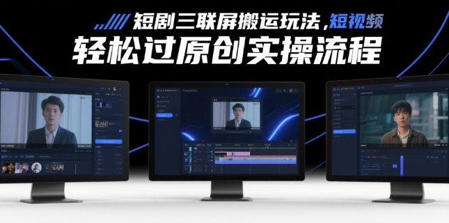 短剧三联屏搬运玩法，短剧搬运轻松过原创实操流程-吾藏分享