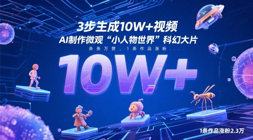 3步生成10W+视频，AI制作微观“小人物世界”科幻大片，条条万赞，1条作品涨粉2.3W-吾藏分享