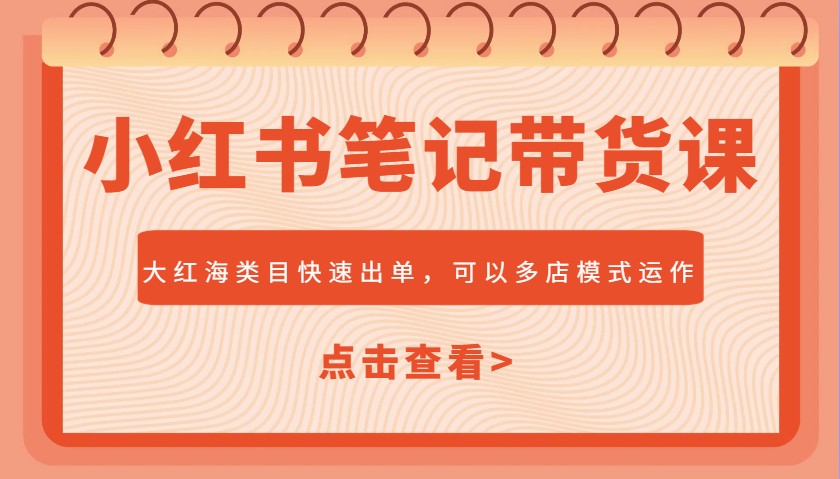 小红书笔记带货课，大红海类目快速出单，市场大，可以多店模式运作(更新)-吾藏分享