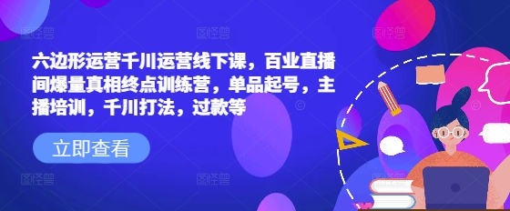 六边形运营千川运营线下课，百业直播间爆量真相终点训练营，单品起号，主播培训，千川打法，过款等-吾藏分享