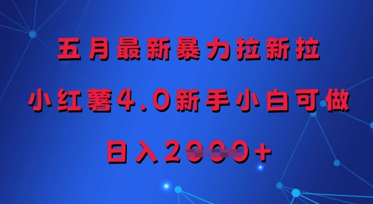 五月最新暴力拉新拉，小红薯4.0新手小白可做，日入多张-吾藏分享