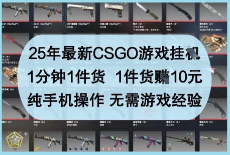 25年最新CSGO游戏挂G，1分钟1件货，1件货挣10元，纯手机操作，无需游戏经验【揭秘】-吾藏分享