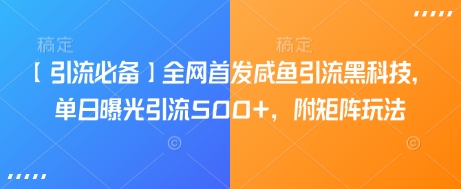 【引流必备】全网首发咸鱼引流黑科技，单日曝光引流500+，附矩阵玩法【揭秘】-吾藏分享