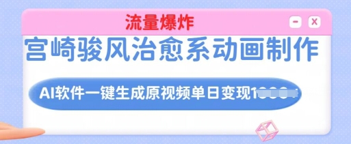 宫崎骏风治愈系动画制作，AI软件一键生成原创视频流量爆炸，单日变现多张，详细实操流程-吾藏分享
