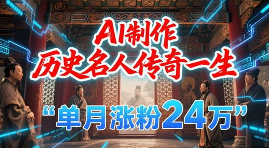 暴力起号！用AI制作历史名人传奇一生，单月涨粉24W，涨粉+变现赛道黑马来了-渝渝网创