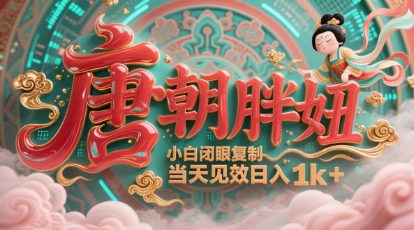 用AI克隆“唐朝胖妞”日更3条，平台疯狂推流，小白闭眼复制，当天见效，日入1k+-吾藏分享