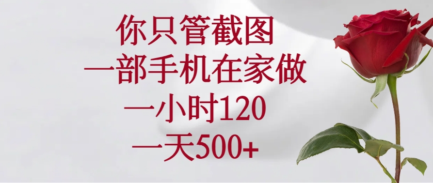 你只管截图，一部手机在家做，一小时120，一天500+-吾藏分享