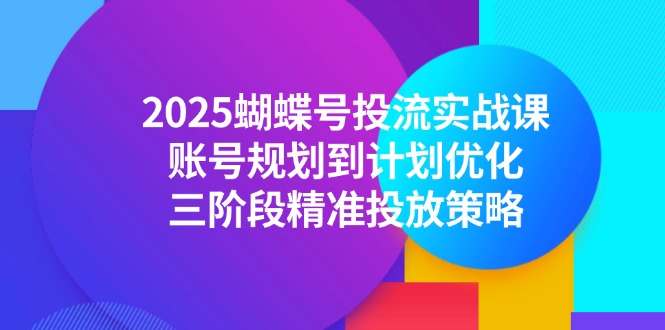 2025蝴蝶号投流实战课，账号规划到计划优化，三阶段精准投放策略-吾藏分享