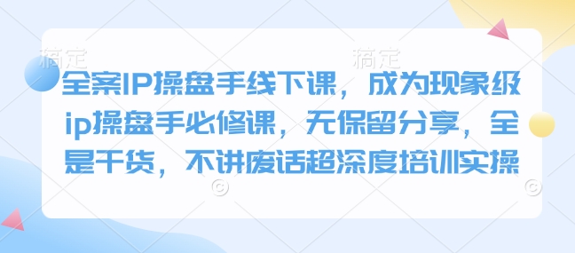 全案IP操盘手线下课，成为现象级ip操盘手必修课，无保留分享，全是干货，不讲废话超深度培训实操-吾藏分享