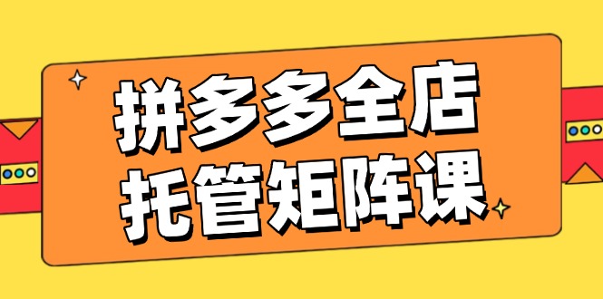 拼多多全店托管矩阵课，盈利动销玩法，高效计划设置，提升店铺效益-吾藏分享