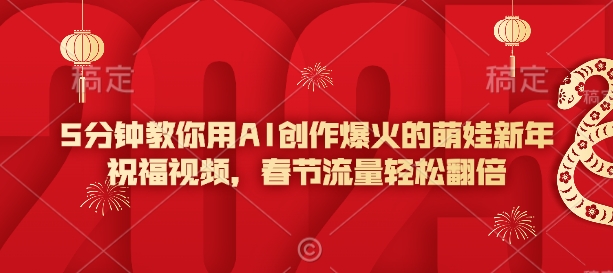 5分钟教你用AI创作爆火的萌娃新年祝福视频，春节流量轻松翻倍-吾藏分享