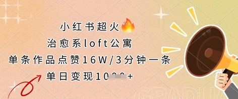 小红书超火的治愈系loft公寓，单条作品点赞16W，3分钟一条，单日变现数张-吾藏分享