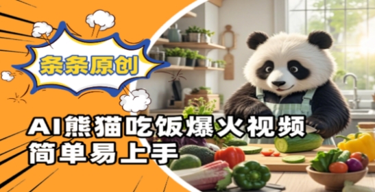 Ai熊猫吃饭爆火视频，条条原创，简单易上手-吾藏分享