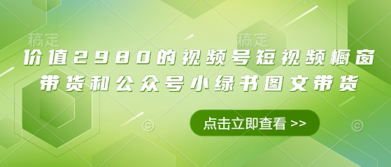 价值2980的视频号短视频橱窗带货和公众号小绿书图文带货-吾藏分享