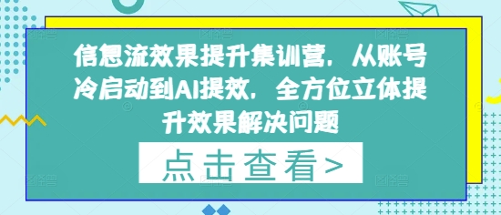 信息流效果提升集训营，从账号冷启动到AI提效，全方位立体提升效果解决问题-吾藏分享