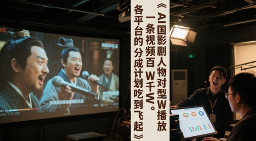 AI三国影视剧人物对口型唱歌玩法，一条视频百W千W播放，各平台的分成计划吃到飞起-吾藏分享