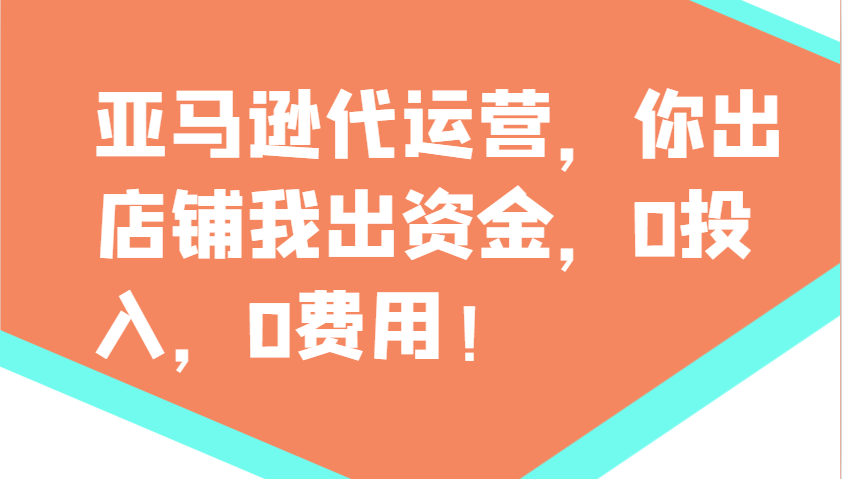 亚马逊代运营，你出店铺我出资金，0投入，0费用，无责任每天300分红，赢亏我承担-吾藏分享