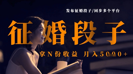 发布征婚段子，同步多个平台，拿N份收益，月入5k-吾藏分享