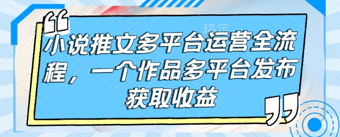 小说推文多平台运营全流程，一个作品多平台发布获取收益-吾藏分享