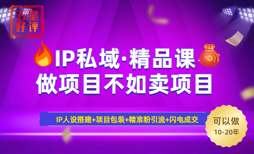 2025年“IP私域·密训精品课”，日赚3000+小白避坑年赚百万，暴力引流…-吾藏分享