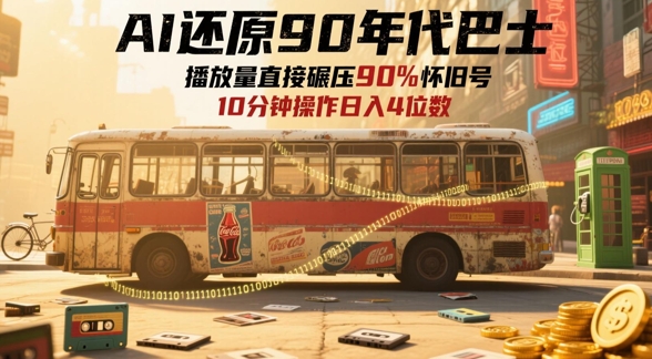 AI还原90年代巴士，一帧就让70后泪崩，播放量直接碾压90%怀旧号，每天操作十分钟，日入四位数-吾藏分享