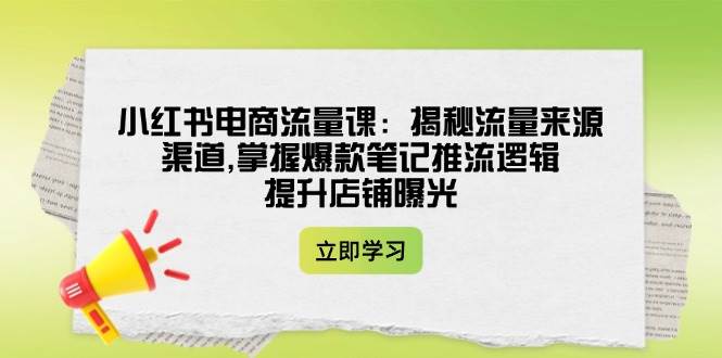 小红书电商流量课：揭秘流量来源渠道,掌握爆款笔记推流逻辑,提升店铺曝光-吾藏分享