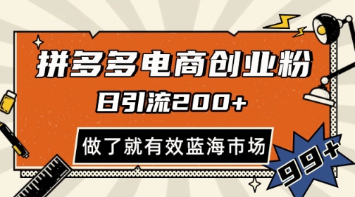 拼多多引流电商创业粉，日引200+，可矩阵放大，做了就有效【揭秘】-吾藏分享