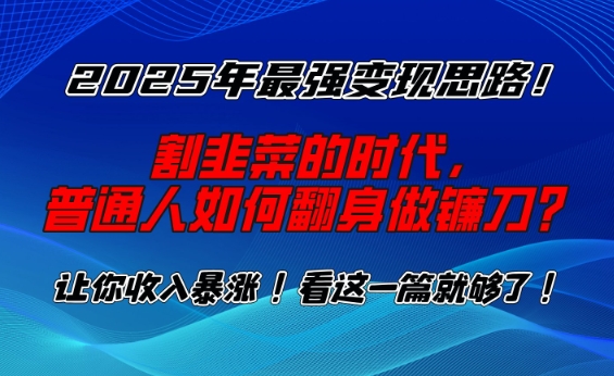 2025年最强变现思路，割韭菜的时代， 普通人如何翻身做镰刀？【揭秘】-吾藏分享