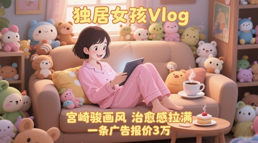 单个账号涨粉71W！用AI制作独居女孩Vlog，宫崎骏画风，治愈感拉满，一条广告报价3W-吾藏分享