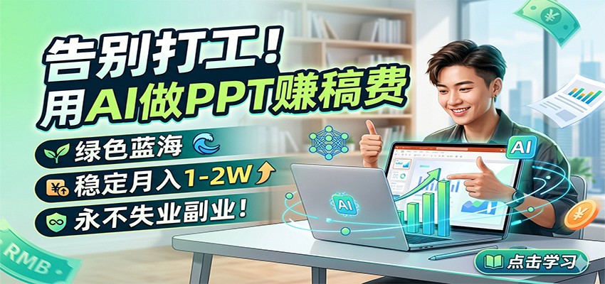 告别打工！用AI做PPT赚稿费，绿色蓝海，稳定月入1-2W，永不失业副业！-吾藏分享