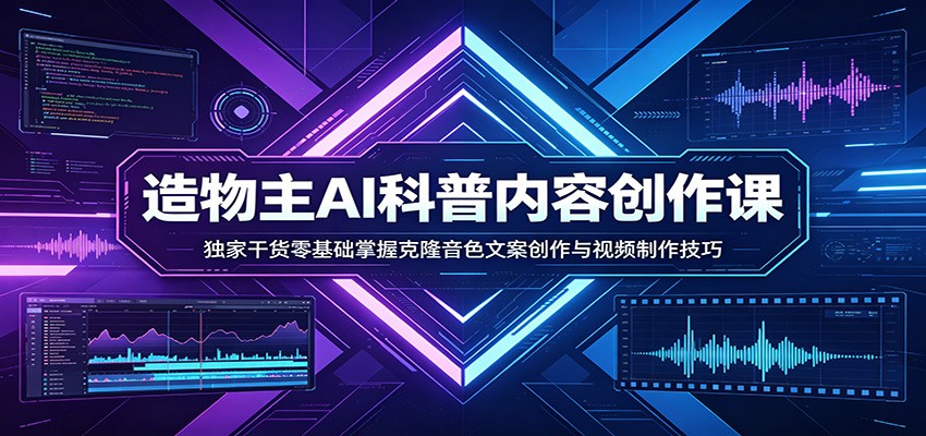 AI科普内容创作课：独家干货零基础掌握克隆音色文案创作与视频制作技巧-雷总联盟